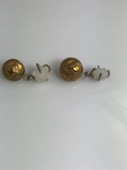  Tuxedo Brass and Crystal Earrings 