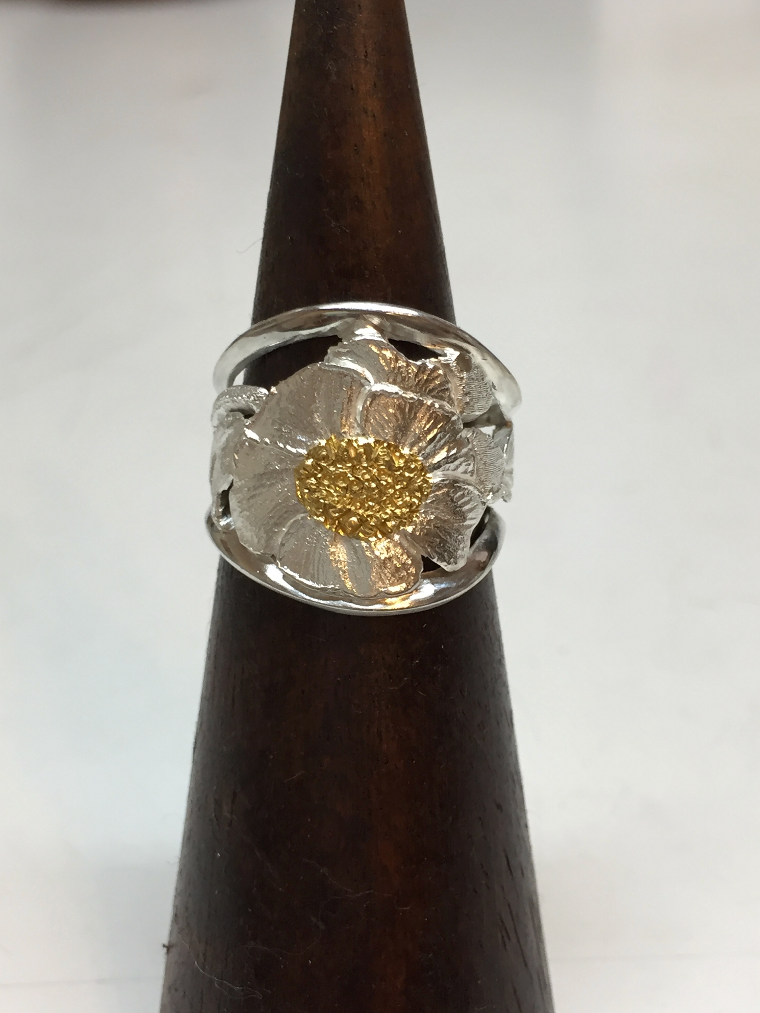  Hand Carved Flower Ring 
