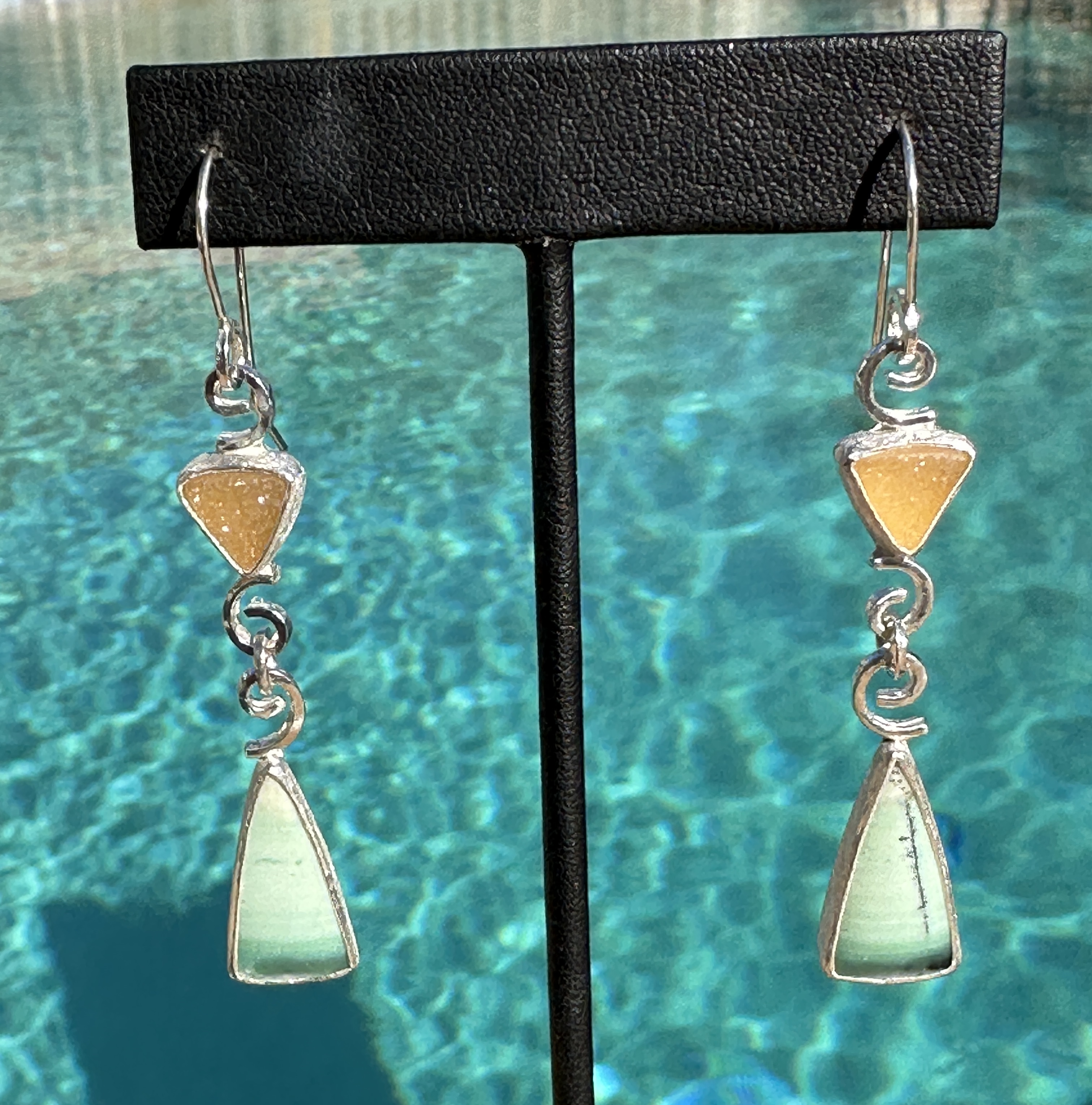  Yellow Druzy & Turquoise Earrings 