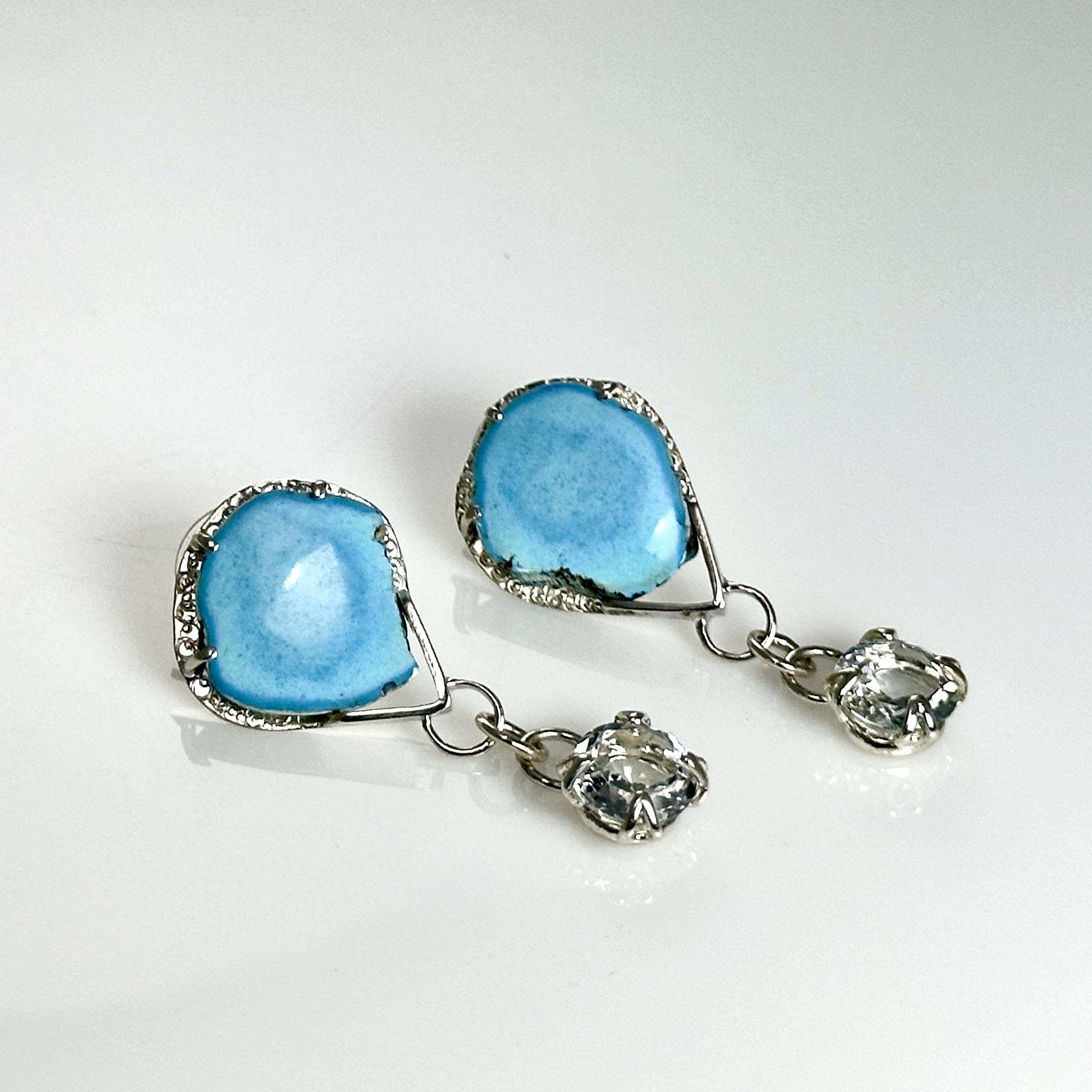  Kazakhastan Turquoise & White Topaz ERs 